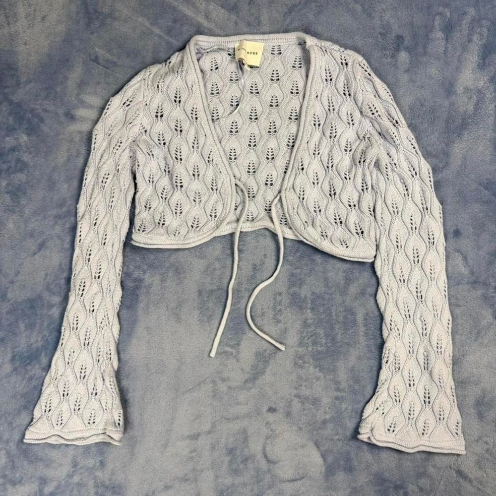 Pink Rose grey knit cardigan with tie detail women Size XS‎